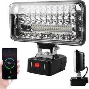Acculamp voor Makita 18 V - Draadloze led-werklamp 48 W 4800 lm - Draagbare schijnwerper voor bouwplaats camping - 7 inch zoeklicht met USB - Autoreparatie - Niet . .