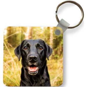 Sleutelhanger - Gelukkige zwarte hond - Plastic - Rond - Uitdeelcadeautjes
