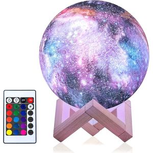 MyLedRoom - Galaxy Lamp / Maan Lamp - Tafellamp - 16 Kleuren - 9 dimstanden - Nachtlamp - 3D geprint - Tafellamp - Nachtlamp - Led kleuren met afstandsbediening