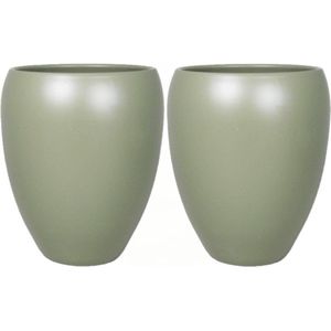 2x Stuks Bloemen Vaas/Vazen Mat Army Groen van Keramiek D25 X H28 cm