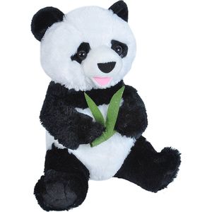 Pluche zwart/witte zittende panda knuffel 25 cm - Beren bosdieren knuffels - Speelgoed voor kinderen