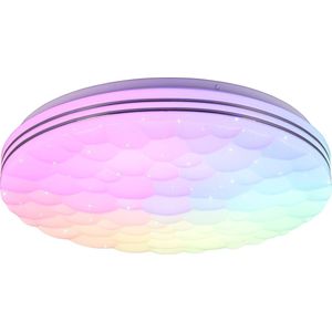 LED Plafondlamp - Plafondverlichting - Torna Taco - 22W - Aanpasbare Kleur - RGB - Afstandsbediening - Dimbaar - Sterlicht - Rond - Mat Wit - Kunststof
