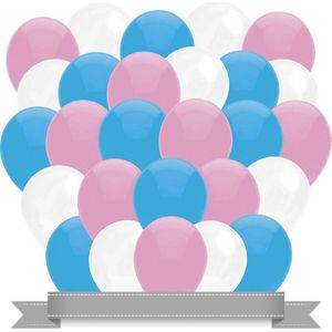 Ballonnen Baby Roze / Baby Blauw / Wit (30ST)