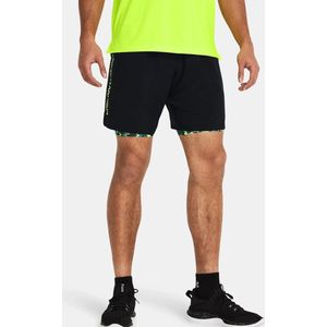 Under Armour Herenshorts Woven Wordmark Black High Vis Yellow - 002 Maat XXL