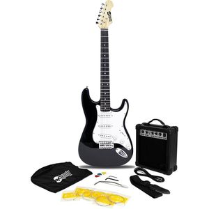 RockJam elektrische gitaarset met 10 watt versterker, riem, plectrums en lead - zwart