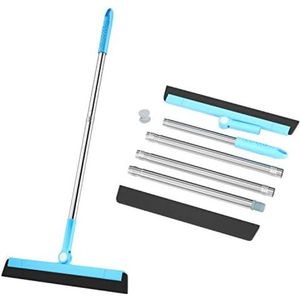 Waterschuiver, vloertrekker, telescopische raamtrekker met dubbele rubberen lip van 38 cm, 4-delige steel van 150 cm