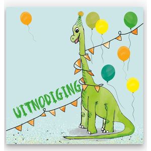 Uitnodiging Dinosaurus - Brontosaurus - Diplodocus - Brachiosaurus - Dino uitnodiging - kinderfeest
