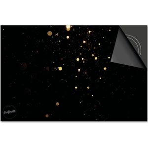 Inductie beschermer 81x52 - afdekplaat inductie mat - Dietrix Kookplaat beschermer - Base - Feestdagen - Sterretjes goud op zwart