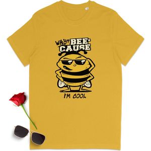 Heren T Shirt 'Bee' Cool - Geel -  Maat L