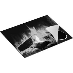 Chefcare Inductie Beschermer Open Haard gemaakt van Bakstenen - Zwart Wit - 65x52 cm - Afdekplaat Inductie - Kookplaat Beschermer - Inductie Mat
