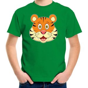 Cartoon tijger t-shirt groen voor jongens en meisjes - Kinderkleding / dieren t-shirts kinderen 122/128