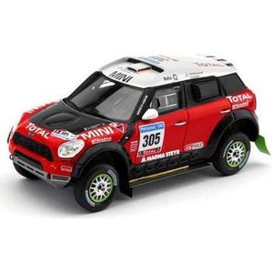 The 1:43 Diecast Modelcar of the Mini Cooper #305 of the Dakar Rally 2011. The manufacturer of the scalemodel is Truescale Miniatures.This model is only available online