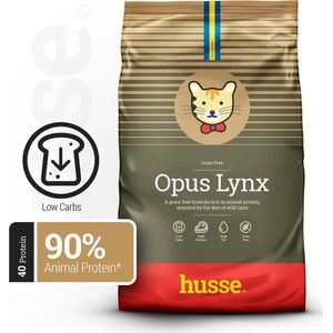 Husse Opus Lynx - Graanvrij Kattenvoer, Graanvrije Kattenbrokken, Kattenvoeding Droogvoer - 7 kg