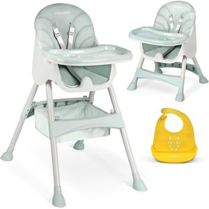 Kinderstoel voor baby's, kinderstoel met dienblad voor eten, babyeetstoel, hoge stoel, inklapbaar, babystoel vanaf de geboorte, eenvoudig te reinigen, 83 x 60 x 110 cm, groen