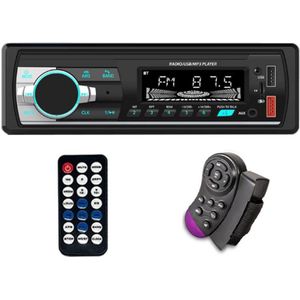 Single DIN Bluetooth Autoradio - 12V-24V - FM Radio - MP3 Speler Met TF-USB-AUX Poorten - Handsfree Bellen - Stuurbediening Inclusief - Kleurenverlichting - 1 DIN Inbouwradio