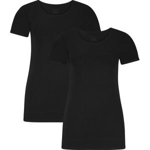 Comfortabel & Zijdezacht Bamboo Basics Kate - Bamboe T-shirts (Multipack 2 stuks) Dames - Korte Mouwen - Long Fit - Zwart - M
