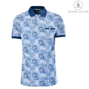 Polo 3039 blauw print KM Chris Cayne - maat XL