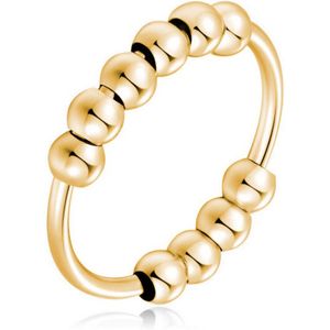 Anxiety Ring - Stress Ring - Fidget Ring - Anxiety Ring For Finger - Draaibare Ring Dames - Spinning Ring - Spinner Ring - (RVS) Gold-Plated - (17.25 mm / maat 54)