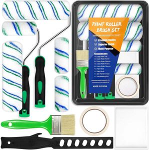 12-delige verfrollerset - schilderaccessoires voor perfecte afwerking - inclusief borstel en verfbakje