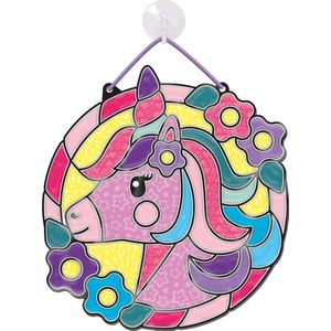 Totum Unicorn knutselset glas in lood raamkunst suncatcher - knutselset stickeren - speelgoed meisjes vanaf 4 jaar raamversiering