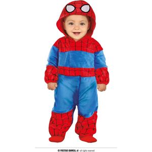 Guirca - Spiderman Kostuum - Superheld Spiderhero Kind Kostuum - Blauw, Rood - 1 - 2 jaar - Carnavalskleding - Verkleedkleding