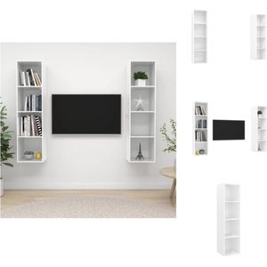 vidaXL tv-meubel set - Hoogglans wit - 37 x 37 x 142.5 cm (B x D x H) - Kast