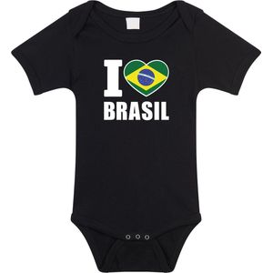 I love Brasil baby rompertje zwart jongens en meisjes - Kraamcadeau - Babykleding - Brazilie landen romper 80