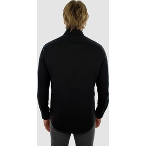 Vercate - Strijkvrij Overhemd - Zwart- Slim Fit - Excellent Katoen - Lange Mouw - Heren - Maat 45/XXL