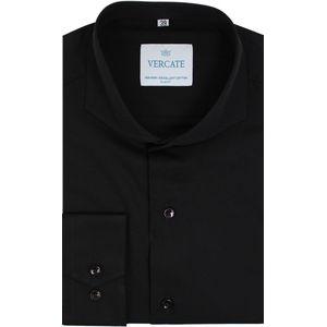 Vercate - Strijkvrij Overhemd - Zwart- Slim Fit - Excellent Katoen - Lange Mouw - Heren - Maat 46/XXL