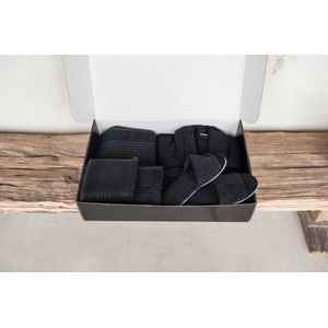 Cadeaubox Sauna Black S/M [model/maat: badjas S/M | slipper 39/40] - kerst cadeau/kerstpakket vrouw/man