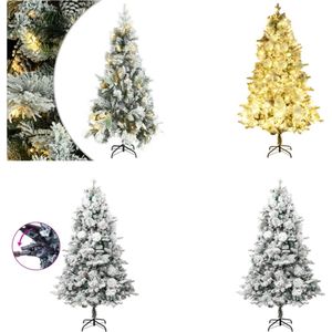 vidaXL Kerstboom met LED's- dennenappels en sneeuw 225 cm PVC en PE - Kunstkerstboom - Kunstkerstbomen - Kerstboom - Kerstdecoratie
