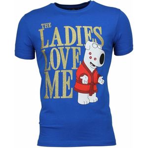 T-shirt - The Ladies Love Me Print - Blauw
