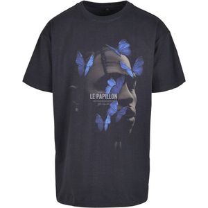 Mister Tee - Le Papillon Oversize Heren T-shirt - S - Blauw