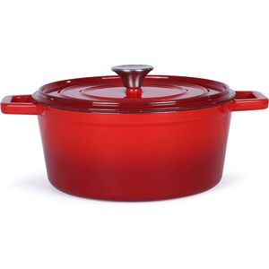 Livoo – MEP128R – Ronde Geëmailleerde Gietijzeren Braadpan – 4 liter - rood