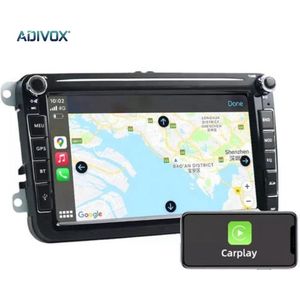 ADIVOX 8 inch voor Volkswagen/Seat/Skoda 4GB+64GB 8CORE Android 13 CarPlay/Auto/Wifi/GPS/RDS/DSP/5G/DAB+