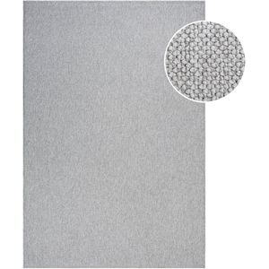 Lora Plus Laagpolig Effen Vloerkleed - Geweven Design - Grijs- 80x300 CM