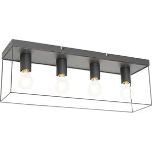QAZQA kodi - Moderne Plafondlamp - 4 lichts - L 60 cm - Zwart - Woonkamer | Slaapkamer | Keuken