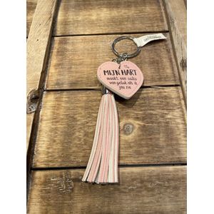 Sleutelhanger met kwastje | Imitatie leer | Roze | Salto van geluk