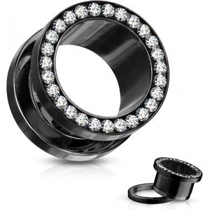 5 mm Screw-fit tunnel zwart met witte steentjes