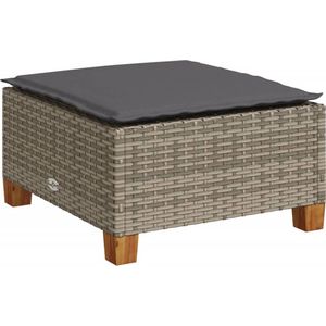 vidaXL - Tuinkruk - met - kussen - 63,5x56x32 - cm - poly - rattan - grijs