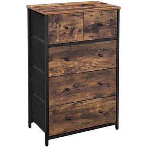 FURNIBELLA-Ladekast met Stoffen Lades | Stijlvol & Ruimtebesparend Design-vintage bruin-zwart