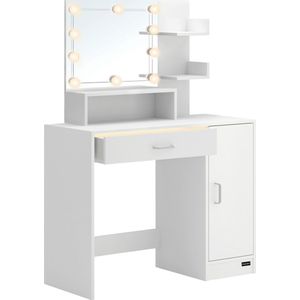 Casaria Kaptafel Jocelyn - met LED Spiegel Verlichting – Wit