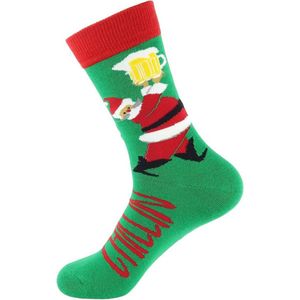 Kerst sokken, christmas, 2 PAAR, kerstman, Santa, Beer, kado, kerst, maat 38-45, Bier, Pils cadeautip!