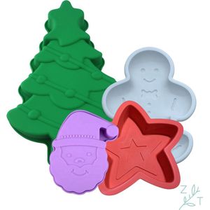 ZijTak - Kerst bakset - Bakgerei set - Kerstman - Kerstboom - Ster - Gingerbread mannetje - Silicone - Kerstbakset - Christmas - Peperkoek - Taart - Ijstaart - Gebak - Cake