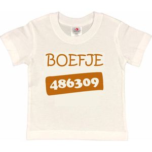 T-shirt Kinderen ""Boefje 486309"" | korte mouw | Wit/mosterd | maat 110/116
