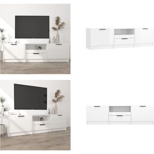 vidaXL Tv-meubel 140x35x40 cm bewerkt hout hoogglans wit - Tv-kast - Tv-kasten - Tv-meubel - Hifi-meubel