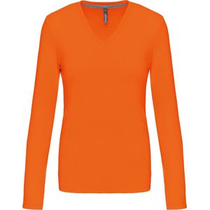 Kariban Dames t-shirt V-hals lange mouwen K382 - orange - XL