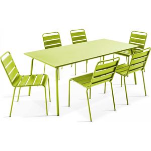 Oviala - Tuinset met tafel en 6 groene stoelen - Palavas