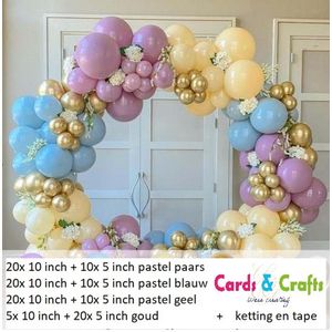 Cards & Crafts Ballonnenboog - 115 delige Ballonnen set - Pastel Chique