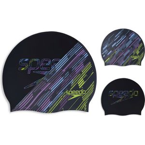 Speedo Reversible Moulded Silicone Cap Black/Curious Blue/Lemon Drizzle